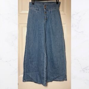 Wide-Leg Blue Jeans - Missing One Button - Never Worn - Size Small